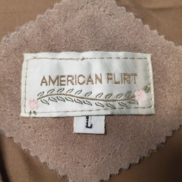 AMERICAN FLIRT Leather Vest  Womens L Tan Suede Quilted Pockets Lined - Picture 4 of 11